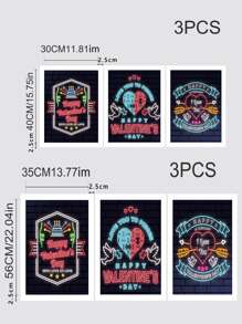 3入組情人節標語和愛心圖案無框畫 - 彩色 - 查看 6