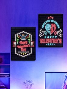 3入組情人節標語和愛心圖案無框畫 - 彩色 - 查看 7