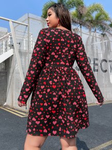 SHEIN Qutie Vestido con estampado de corazón bajo con fruncido - Multicolor - Ver 2