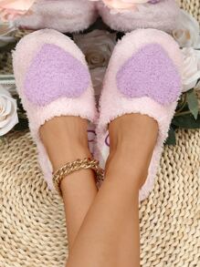 Heart Decor Fuzzy Novelty Slippers - Multicolor - View 2