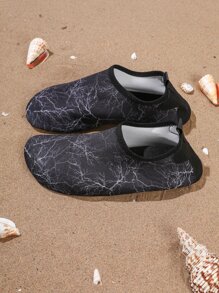 Graphic Print Slip-On Aqua Socks - Black - View 2