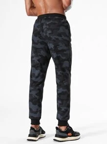 Men Camo Print Drawstring Waist Slant Pocket Sports Trousers - Multicolor - View 2
