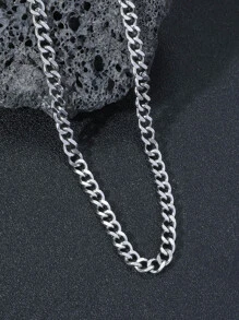 Fashionable and Popular Men Minimalist Chain Necklace Stainless Steel for Jewelry Gift and for a Stylish Look - Silver - View 2