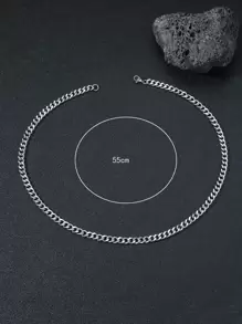 Fashionable and Popular Men Minimalist Chain Necklace Stainless Steel for Jewelry Gift and for a Stylish Look - Silver - View 3