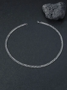 Fashionable and Popular Men Minimalist Chain Necklace Stainless Steel for Jewelry Gift and for a Stylish Look - Silver - View 4