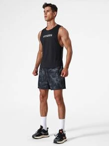 Manfinity Running Men Letter Graphic Sports Tank Top Workout Tops - Black - View 4