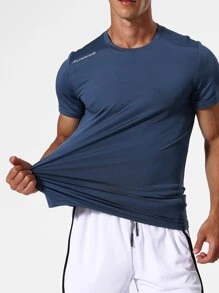 Manfinity Sport Corelite Men Letter Graphic Sports Tee Workout Tops - Navy Blue - View 6