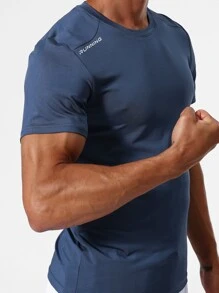 Manfinity Sport Corelite Men Letter Graphic Sports Tee Workout Tops - Navy Blue - View 7