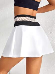 拼接漁網腰運動裙褲帶手機袋