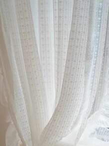 Ruffle Trim Màn cửa Sheer đơn - trắng - Xem 3