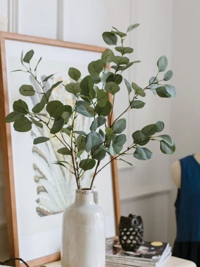 1 PC Artificial Plants Eucalyptus Stems Eucalyptus Leaf Spray Green Greenery Stems Silk Plastic Plants Floral For Home Party Wedding Decoration Gifts Birthday Graduation Home Decor Back To School Room Decor School Supplies