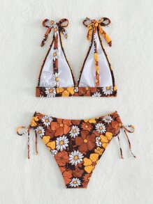 Bộ Bikini Đi Biển Mùa Hè Thắt Nơ Họa Tiết Hoa - Nhiều màu - Xem 2