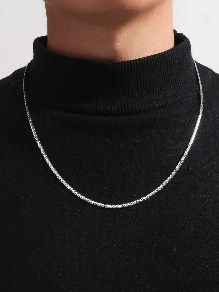 Những người đàn ông thời trang và phổ biến Vòng cổ dây chuyền tối giản bằng thép không gỉ để làm quà tặng trang sức và cho một vẻ ngoài sành điệu - Bạc - Xem 1
