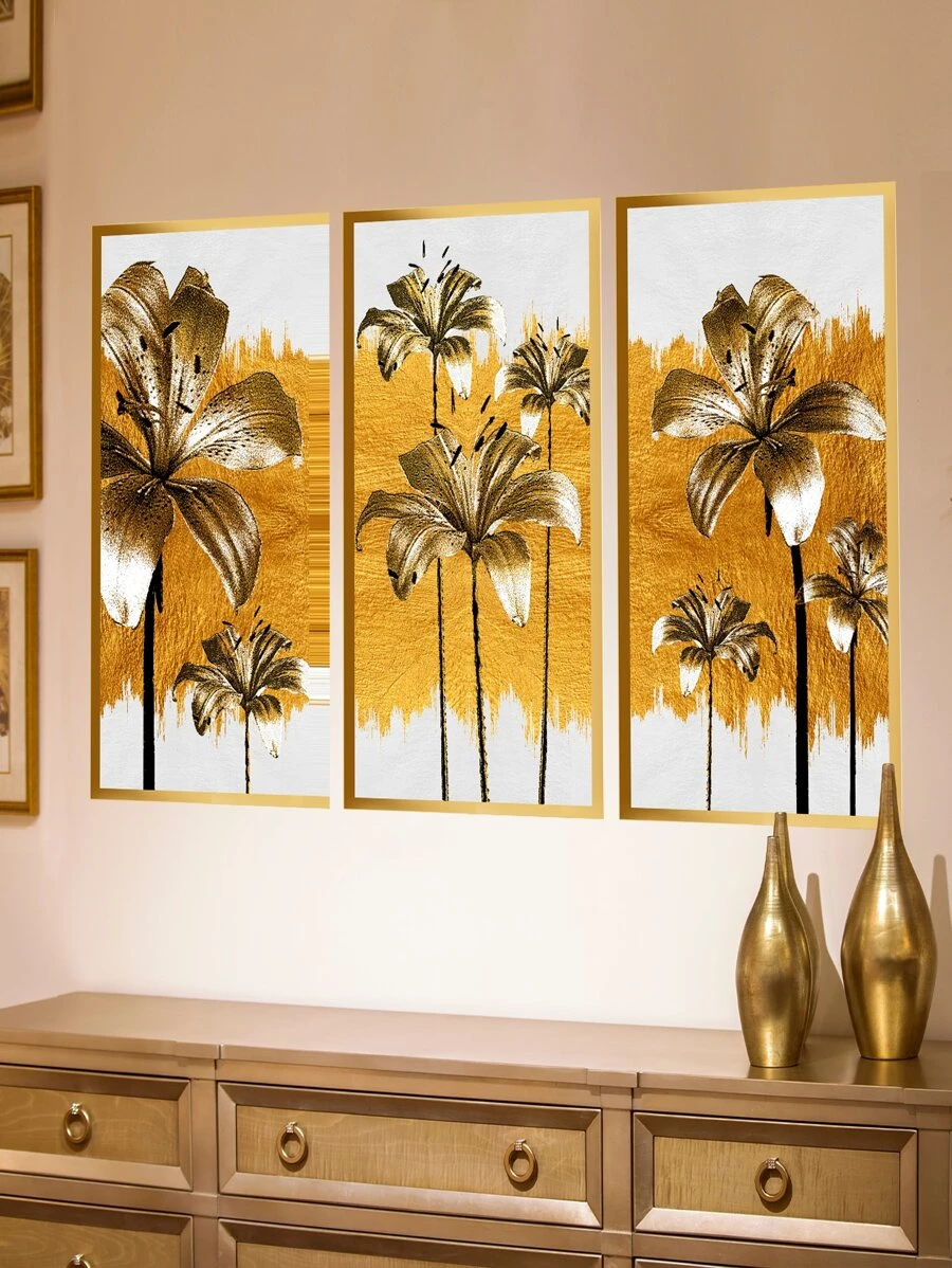 3入組花朵圖案牆貼