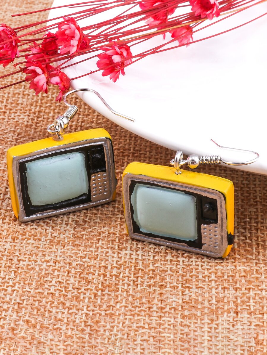 TV Design Stud Earrings - Baby Blue - View 1