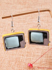 TV Design Stud Earrings - Baby Blue - View 2