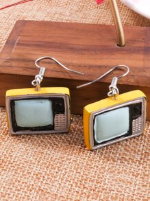 TV Design Stud Earrings - Baby Blue - View 4