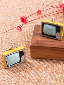 TV Design Stud Earrings - Baby Blue - View 5