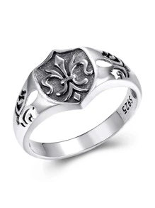 Khiên chi tiết nhẫn bạc - Bạc - Xem 1