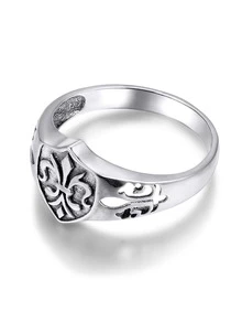 Khiên chi tiết nhẫn bạc - Bạc - Xem 2