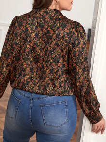 SHEIN Frenchy Plus Floral Print Button Front Shirt - Multicolor - View 2