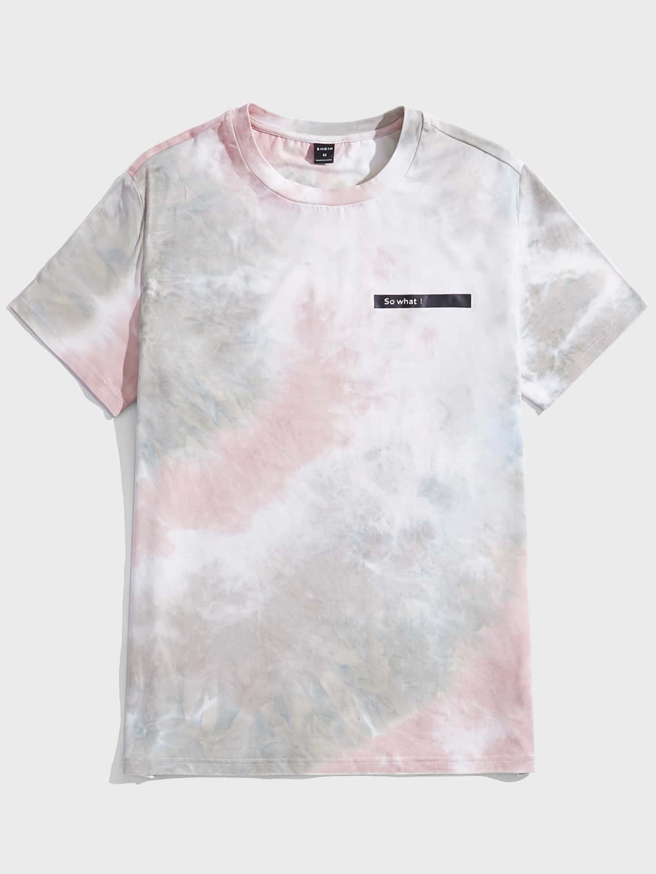 Manfinity VCAY Men Tie Dye Slogan Graphic Tee - Grey - View 1