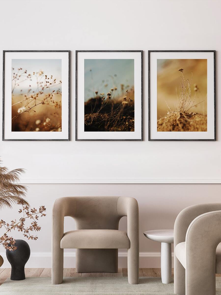 3入組植物圖案無框畫 - 彩色 - 查看 1