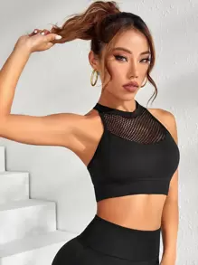 Slayform Áo lót thể thao Nữ Lộ Lưng Cắt ra màu trơn - màu đen - Xem 4