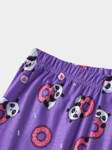 Girls Panda & Slogan Graphic Snug Fit PJ Set - Multicolor - View 4
