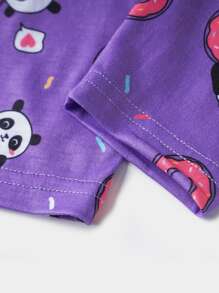 Girls Panda & Slogan Graphic Snug Fit PJ Set - Multicolor - View 5
