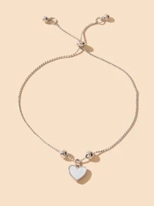 Heart Charm Bracelet - Silver - View 1