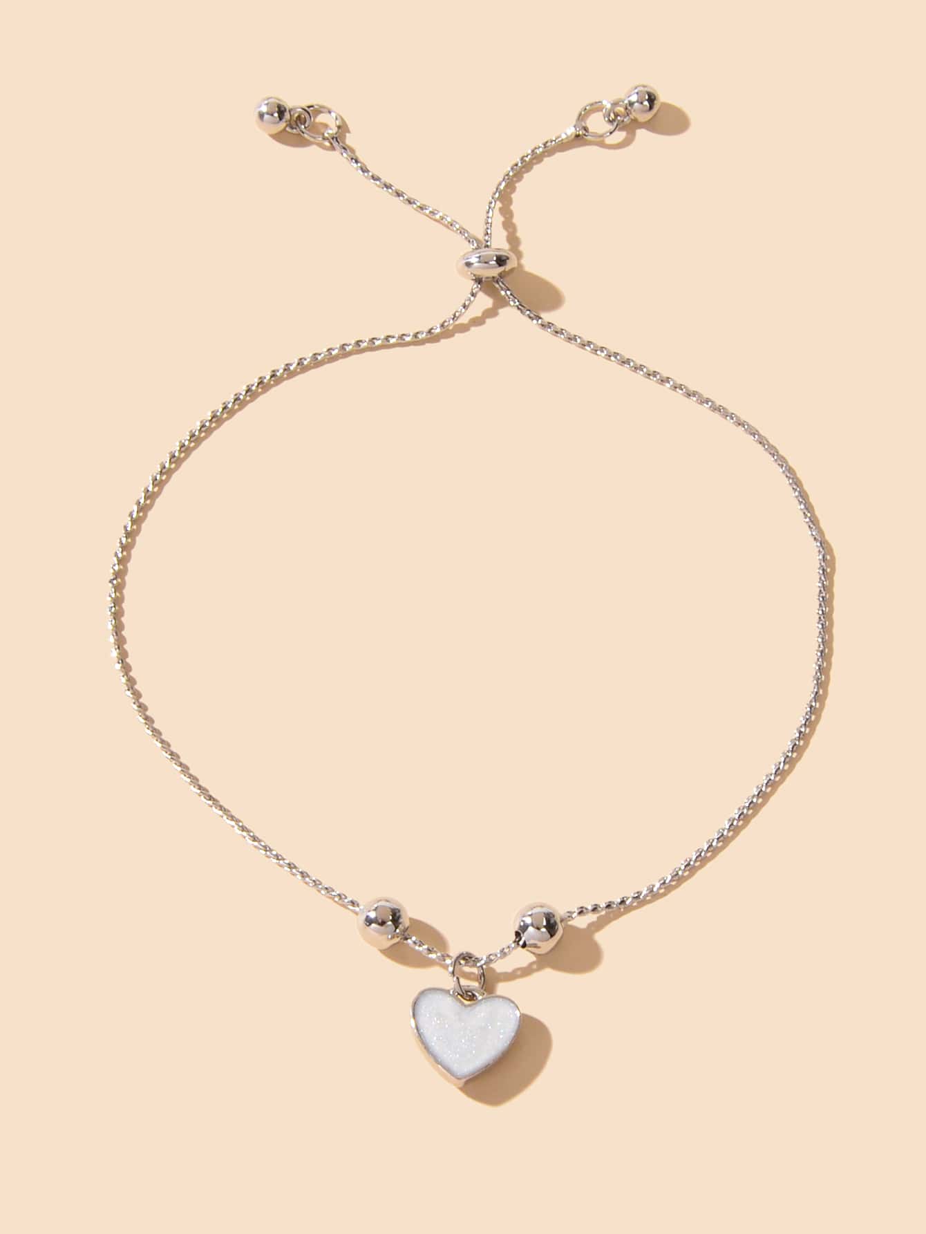 Heart Charm Bracelet - Silver - View 1