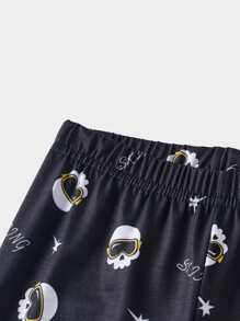 Boys Skull & Letter Graphic Snug Fit PJ Set - Black - View 5