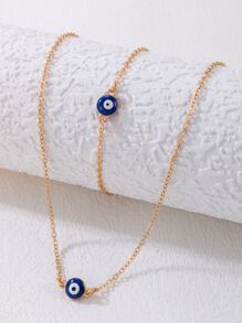 Eye Decor Necklace & Bracelet - Multicolor - View 2