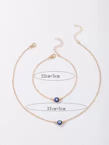 Eye Decor Necklace & Bracelet - Multicolor - View 4