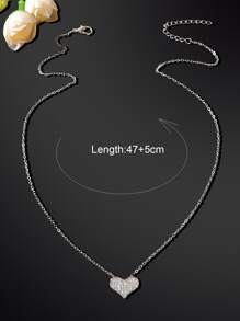 Vòng cổ quyến rũ trái tim rhinestone - Bạc - Xem 3