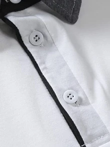 男士拼接領口袋貼布POLO衫 - 白色 - 查看 5