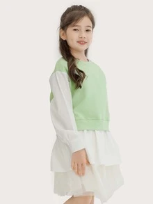 Chicas Sudadera de hombros caídos 2 en 1 - verde menta - Ver 6