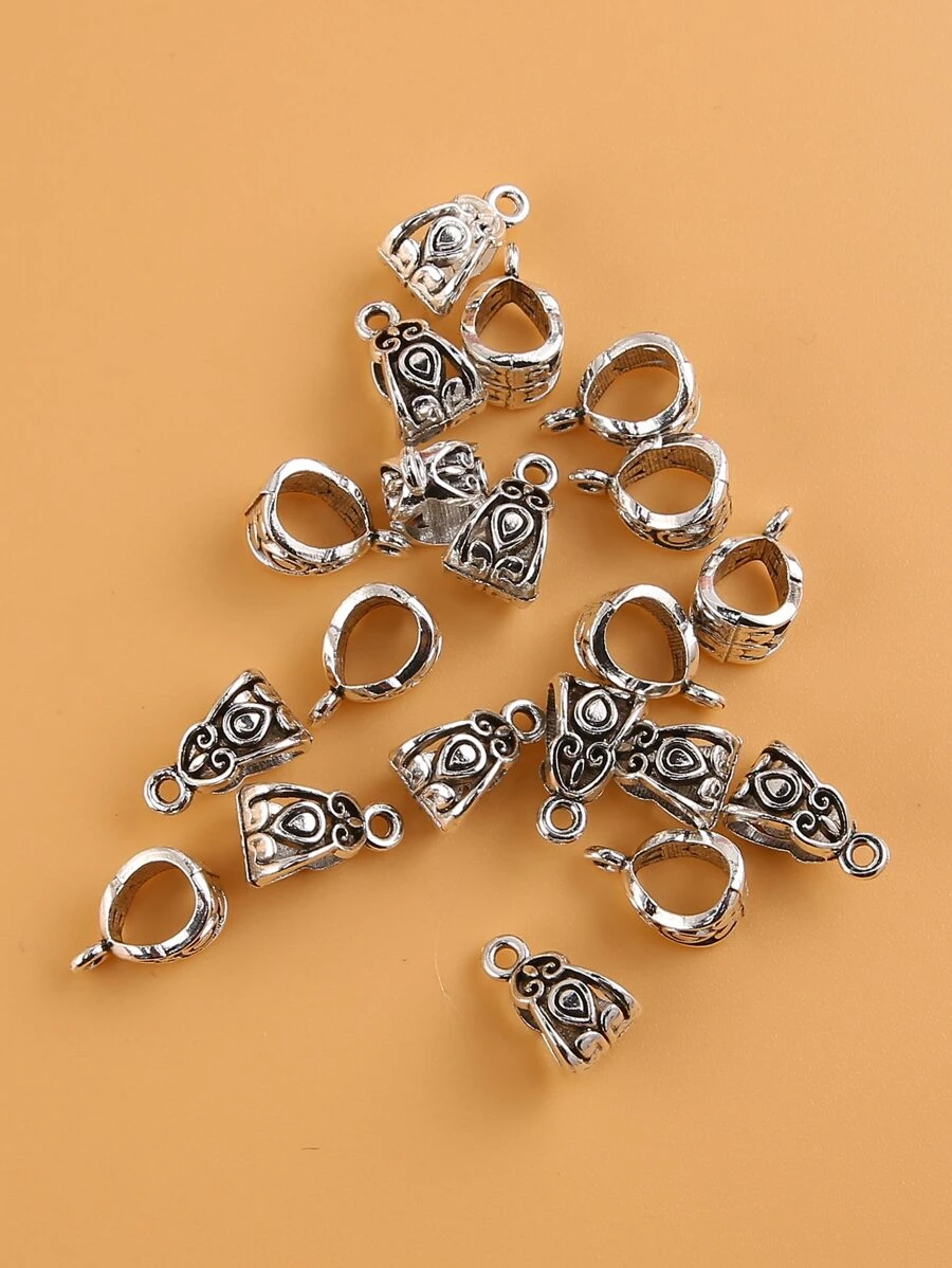 20pcs Hollow Out DIY Pendant - Ancient Silver - View 1