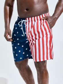 Surfspeed 男士美式印花腰部抽繩泳褲 - 彩色 - 查看 1