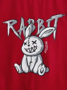 SHEIN Toddler Boys Letter & Cartoon Graphic Drop Shoulder Tee - Burgundy - View 3