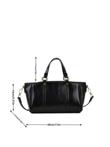 Minimalist Double Handle Square Bag - Black - View 3