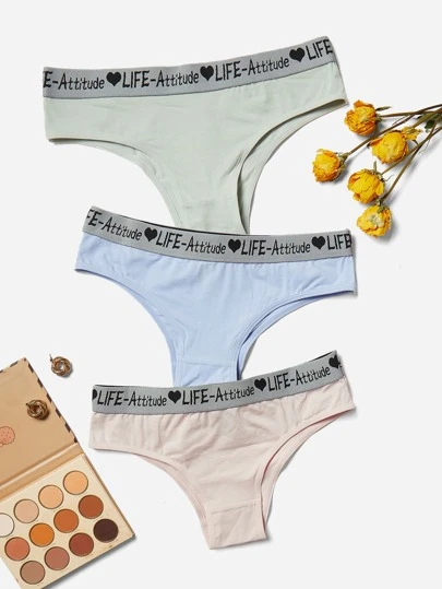 3入組字母織帶內褲套裝