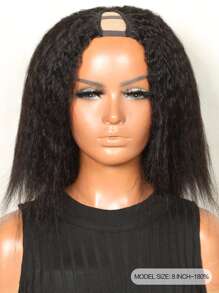 短蓬鬆直髮V型假髮真實假髮實惠頭髮替代品假髮適合女士便宜顺滑假髮適用於初學者友好假髮自然黑色顏色 - Natural Black - 查看 2