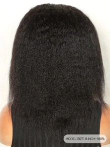 短蓬鬆直髮V型假髮真實假髮實惠頭髮替代品假髮適合女士便宜顺滑假髮適用於初學者友好假髮自然黑色顏色 - Natural Black - 查看 4