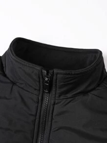 Manfinity Homme Men Zipper Front Teddy Lined Padded Coat Plain Husband Urban Warm Jacket