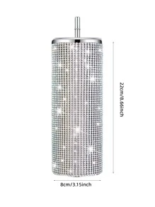 1入組水鑽裝飾平底無腳杯 - 銀色 - 查看 2