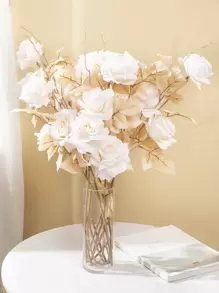 1pc Artificial Flower Stem, Polyester Romantic Simulation Flower For Wedding Party, DIY Floral Decor Home Decoration With Stem - Multicolor - View 1