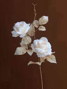 1pc Artificial Flower Stem, Polyester Romantic Simulation Flower For Wedding Party, DIY Floral Decor Home Decoration With Stem - Multicolor - View 4