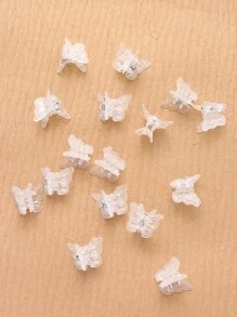 16pcs Clear Butterfly Shaped Hair Claw Street,Hair Accessories,Claw Clips,Hair Jaw Clip,Hair Clutch Summer, School Stuff, College Fall Winter Hair Clip For Vacation Outfits Woman - Clear - View 2